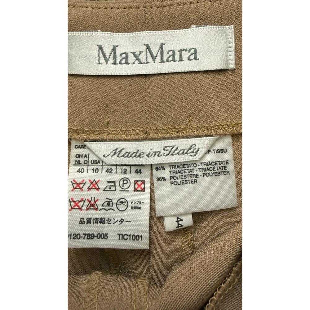 Max‎ Mara Womens Beige Wide Leg Trousers Made in Italy Size 12 Tan High Rise - Picture 3 of 7